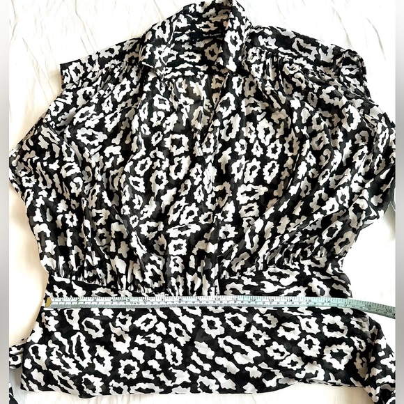 The Kooples Panther Wrap Top in Black & White - Picture 9 of 10